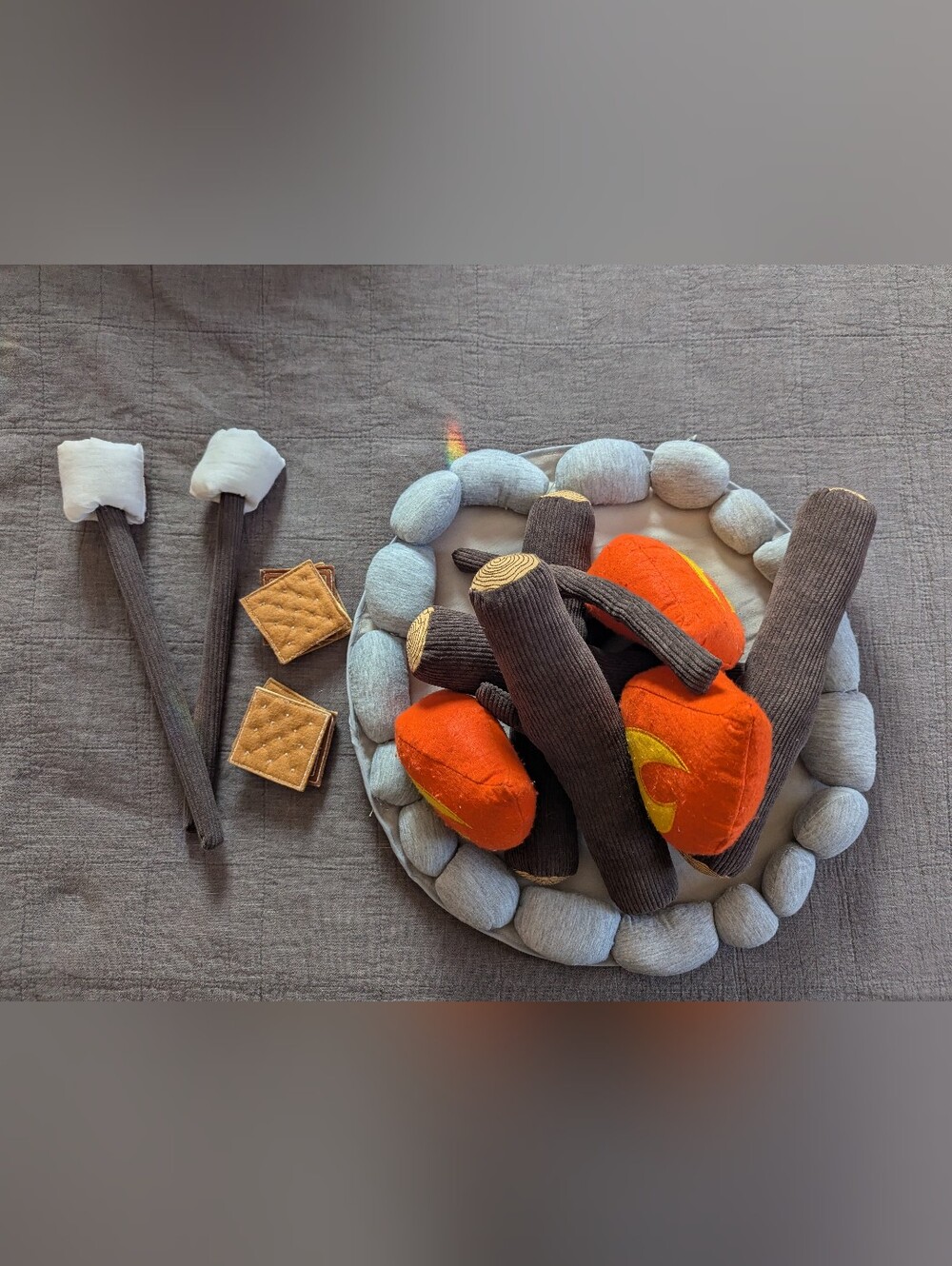 Plush Campfire Pretend Play Set - Orange, Brown & Gray